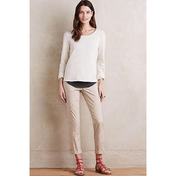 NWT Anthropologie Everleigh Oatmeal Lace  Up Back Sweater Top size XS - Picture 5 of 13